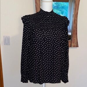 LOFT Black and White Polka Dot Blouse